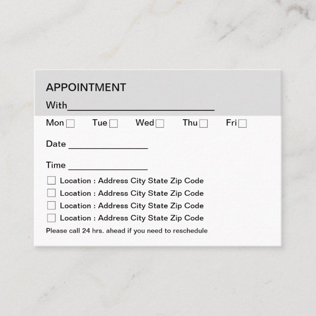 Multi Location Budget Bulk Appointment Cards 2 (Front)