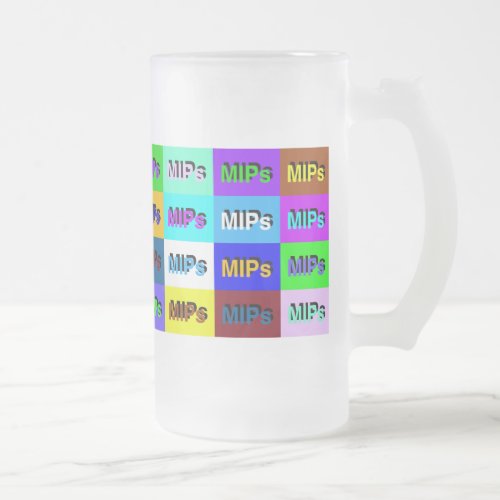 multi MIPs frosted glass mug