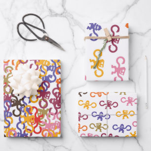 Multi-Monkey Business Wrapping Paper 3 sheets
