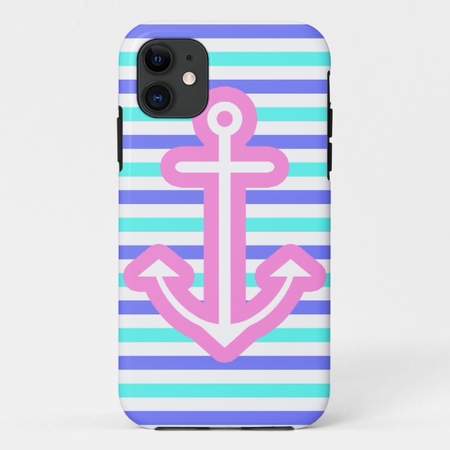 Multi Nautical Pink Anchor Case-Mate iPhone Case (Back)
