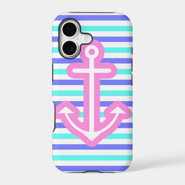 Multi Nautical Pink Anchor Iphone Case (Back)