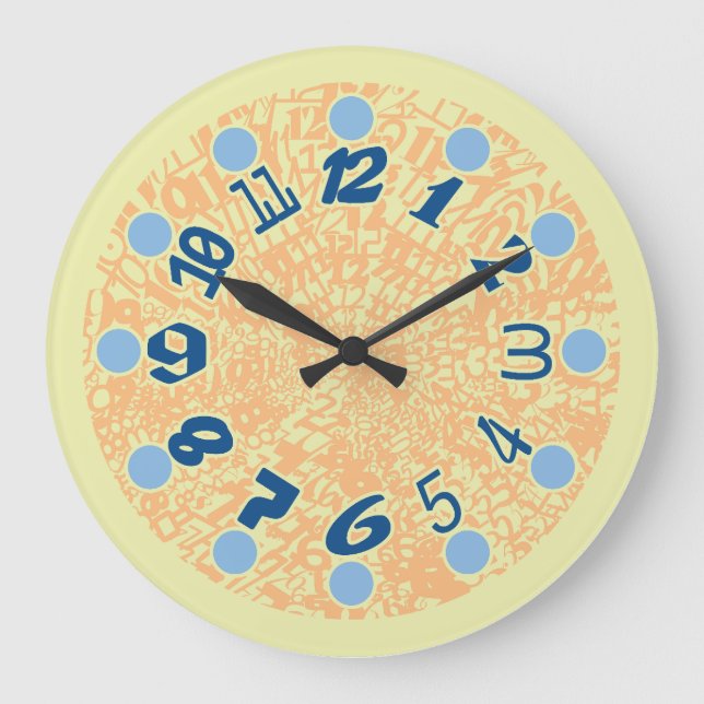 MULTI NUMBERS PASTEL COLORS BY MASANSER LARGE CLOCK (Front)