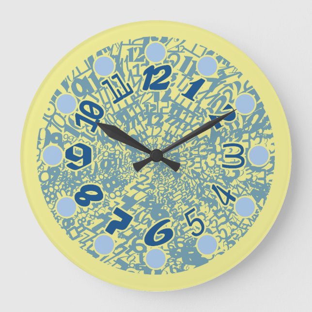 MULTI NUMBERS PASTEL COLORS BY MASANSER LARGE CLOCK (Front)