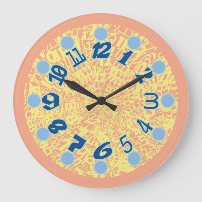 MULTI NUMBERS PASTEL COLORS BY MASANSER LARGE CLOCK (Front)