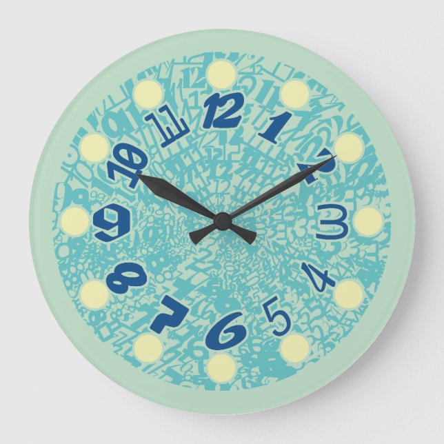 MULTI NUMBERS PASTEL COLORS BY MASANSER LARGE CLOCK (Front)