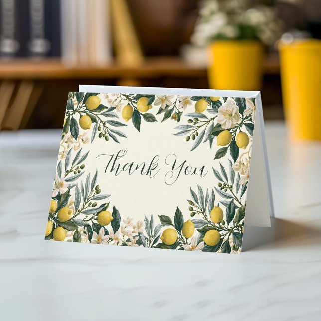 Multi Occasion Elegant Mediterranean Botanical Thank You Card (Creator Uploaded)