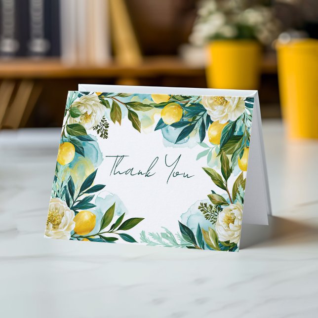 Multi Occasion Modern Mediterranean Botanical Thank You Card (Creator Uploaded)