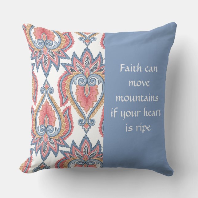 Multi Orange/Blue Paisley Pattern Pillow (Front)