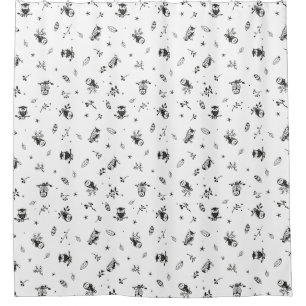 Multi owl shower curtain