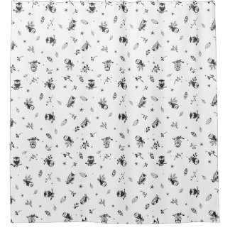 Multi owl shower curtain