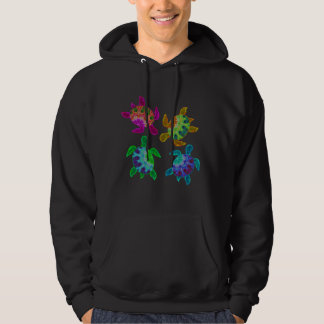 Multi Painted Turtles Dark Hoodies
