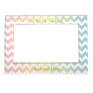 Multi Pastel Chevron Pattern Magnetic Photo Frame