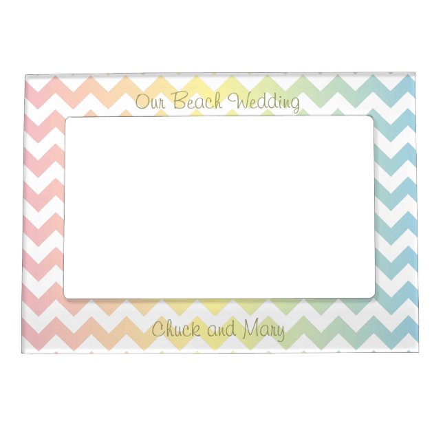 Multi Pastel Chevron Pattern Magnetic Photo Frame (Front)