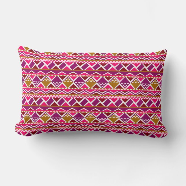 multi pattern geometric lined lumbar pillow (Front)