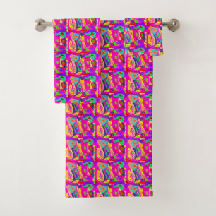 multi patterned and mixed colors bath towel set