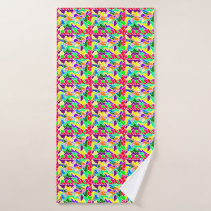 Multi patterned bright colors bath set light blue