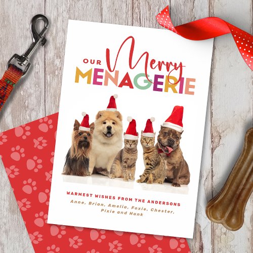 Multi_Pet Holiday Christmas Card Merry Menagerie