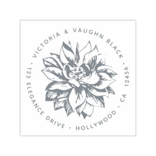 Multi-Petalled Flower Blossom Return Address Self-inking Stamp