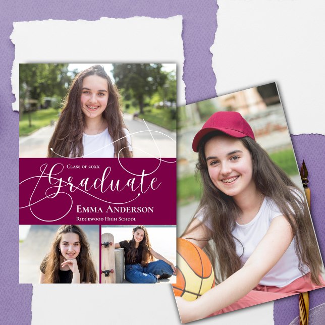 Multi Photo 2026 Red White Graduation Announcement (Multi Photo 2025 Red White Graduation Announcement)