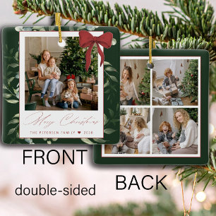 Multi photo 5 family photos keepsake Christmas Ceramic Ornament