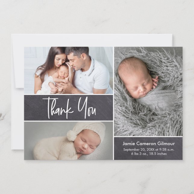Multi photo baby birth announcement baby shower (Front)