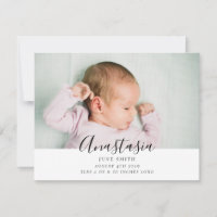 multi-photo birth announcement double sided card