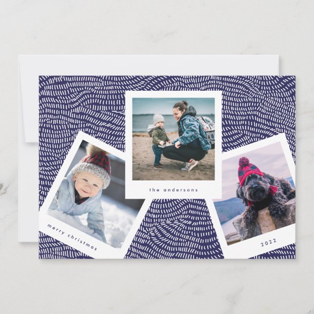 Multi Photo Booth Frame | Blue Merry Christmas Holiday Card (Front)