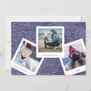 Multi Photo Booth Frame   Blue Merry Christmas Holiday Card