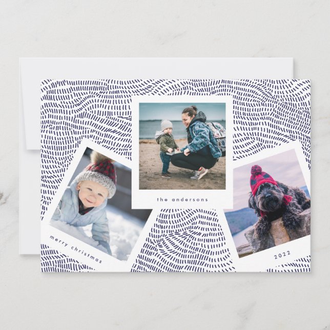 Multi Photo Booth Frame | Blue Merry Christmas Holiday Card (Front)