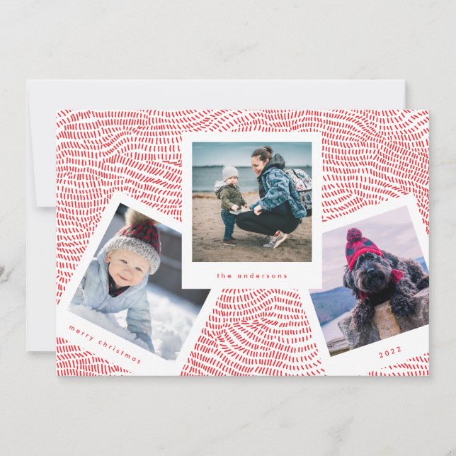 Multi Photo Booth Frame | Red Merry Christmas Holiday Card (Front)