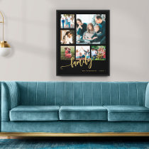 Multi photo collage family script keepsake modern canvas print