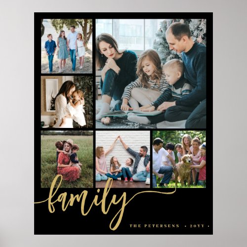 Multi photo collage family script modern