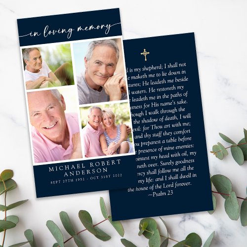 Multi Photo Collage Funeral Prayer Card