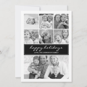 Multi Photo Collage Holiday Photocard - Black Card