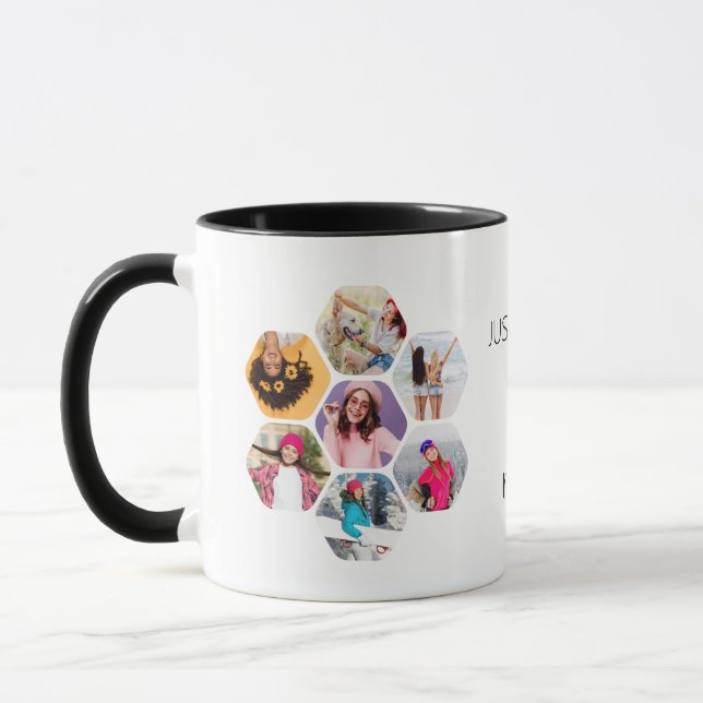 Multi Photo Collage JUST BEE YOU Personalized Name Mug (Left)