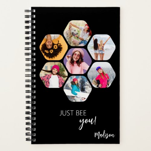 Multi Photo Collage JUST BEE YOU Personalized Name Notebook