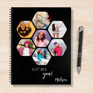 Multi Photo Collage JUST BEE YOU Personalized Name Notebook