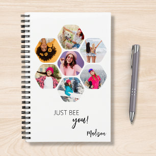 Multi Photo Collage JUST BEE YOU Personalized Name Notebook