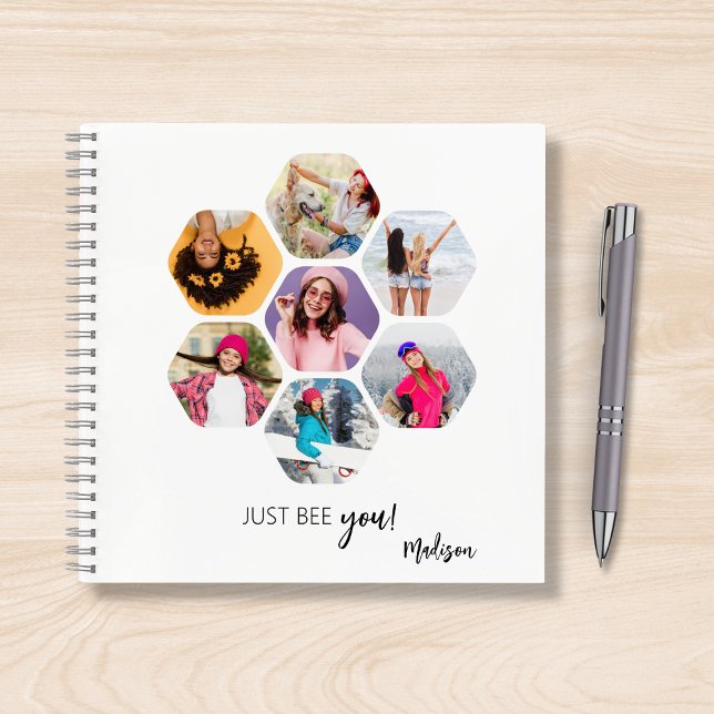 Multi Photo Collage JUST BEE YOU Personalized Name Notebook (Creator Uploaded)