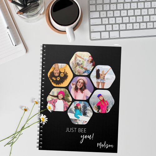 Multi Photo Collage JUST BEE YOU Personalized Name Notebook