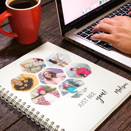 Multi Photo Collage JUST BEE YOU Personalized Name Notebook