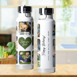 Multi photo collage love you dad personalized  water bottle<br><div class="desc">Add 8 photos and create a cute custom collage grid water bottle with a trendy green heart and chic script for your dad. Easy to personalize with your custom square images, text, and signature. It can be a nice thoughtful keepsake gift for Father's Day, his birthday, family anniversary, Christmas, or...</div>