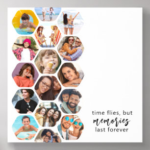 Multi Photo Collage Memories Simple Modern Square Acrylic Photo Tile