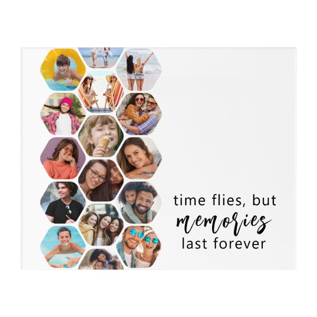 Multi Photo Collage Memories Simple Modern Square Acrylic Print (Front)