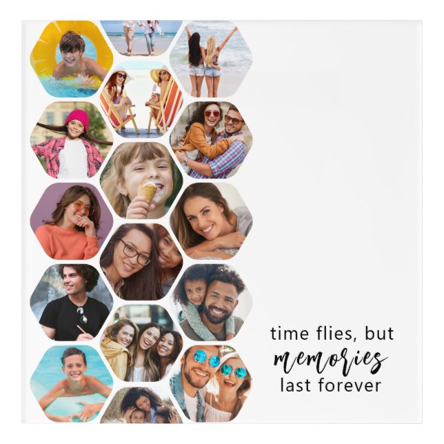 Multi Photo Collage Memories Simple Modern Square Acrylic Print (Front)