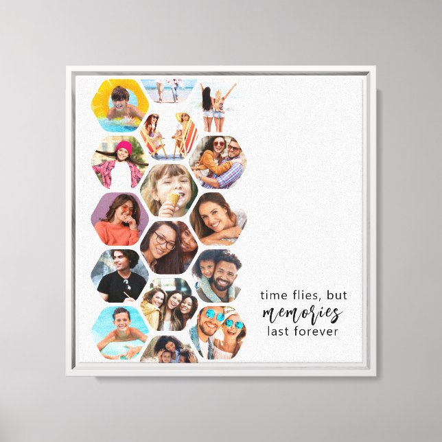 Multi Photo Collage Memories Simple Modern Square Canvas Print (Front)