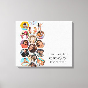 Multi Photo Collage Memories Simple Modern Square Canvas Print