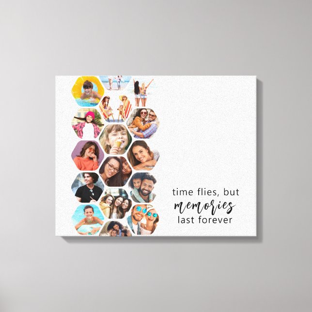 Multi Photo Collage Memories Simple Modern Square Canvas Print (Front)