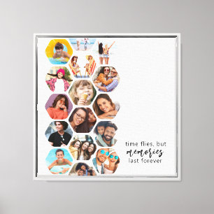 Multi Photo Collage Memories Simple Modern Square Canvas Print