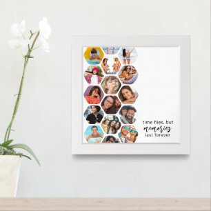 Multi Photo Collage Memories Simple Modern Square Framed Art